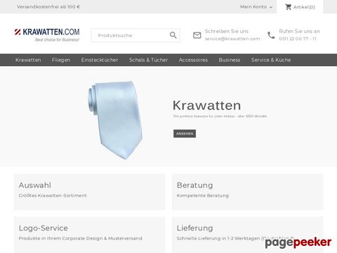 krawatten.com - Krawatten für Beruf und Party