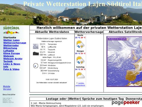 Private Wetterstation Lajen, Bozen, Südtirol, Italien