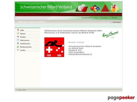 billardverband.ch - Schweizerischer Billard Verband