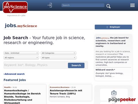jobs.myScience.ch - Stellenangebote für Forschende und AkademikerInnen
