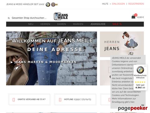 jeans-meile.de - Jeans Meile mein Marken-OnlineShop Levis, Wrangler, Mustang, Mavi....