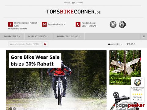 Tomsbikecorner.de - Zubehör, Bekleidung und Teile fürs Fahrrad, Bike und Rennrad
