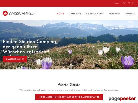 swisscampings.ch - Campings of Switzerland - Camping-Karte der Schweiz