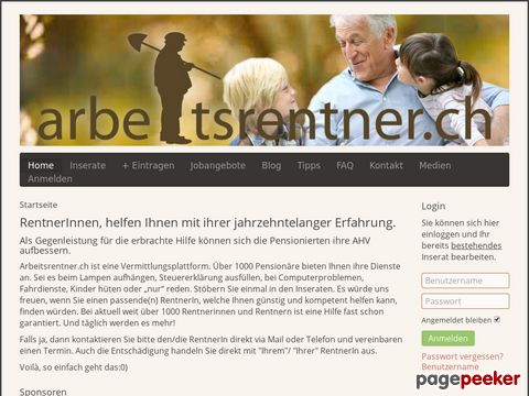arbeitsrentner.ch - die gratis Arbeitsvermittlungsplattform für Rentnerinnen und Rentner