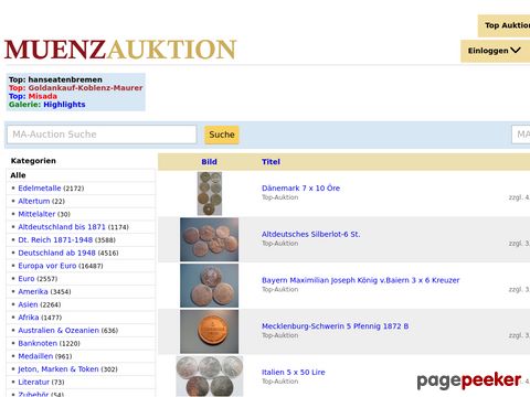 muenzauktion.com - Münzen, Gold, Medaillen Antike, Altdeutschland bis Euromünzen bei MA