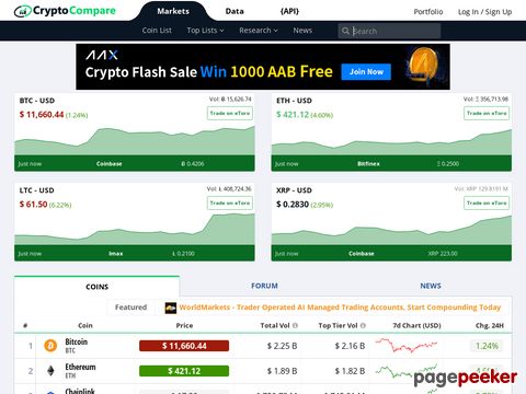 CryptoCompare.com - Live cryptocurrency prices, forums, wallets, mining equipment and reviews
