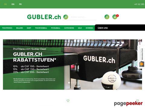 gubler.ch - GUBLER AG - Tischtennis - Billard - Dart - Fussballtisch