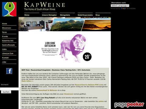 kapweine.ch - KapWeine - Premium Wines from SA (South Africa / Südafrika)