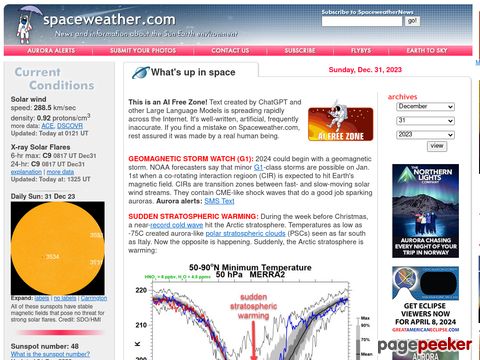 SpaceWeather.com - News and information about meteor showers, solar flares, auroras, and near-Earth asteroids