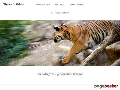 TIGERS IN CRISIS: Information About Earths Endangered Tigers