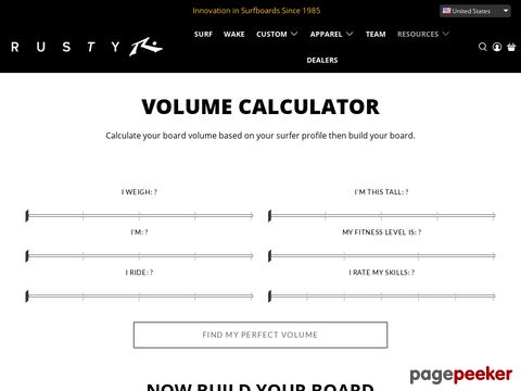 rustysurfboards.com - Volume Calculator