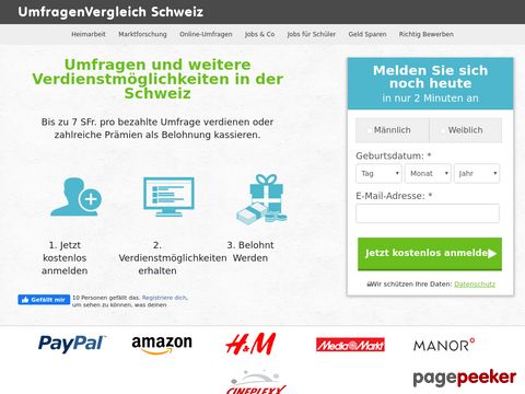 Umfragenvergleich.ch - Mit bezahlten Umfragen Geld verdienen (Schweiz)