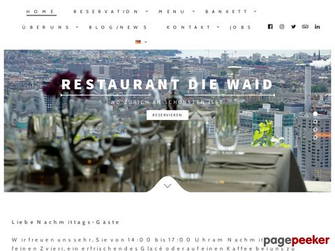 Restaurant Die Waid - Geniessen Sie eine top Aussicht auf Zürich und Umgebung!