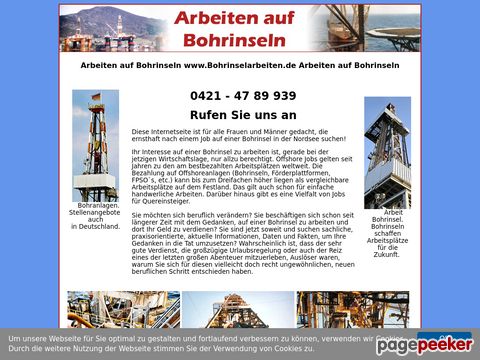 Arbeit auf Bohrinsel. Rufen Sie an. (+49) 0421 - 47 89 939  